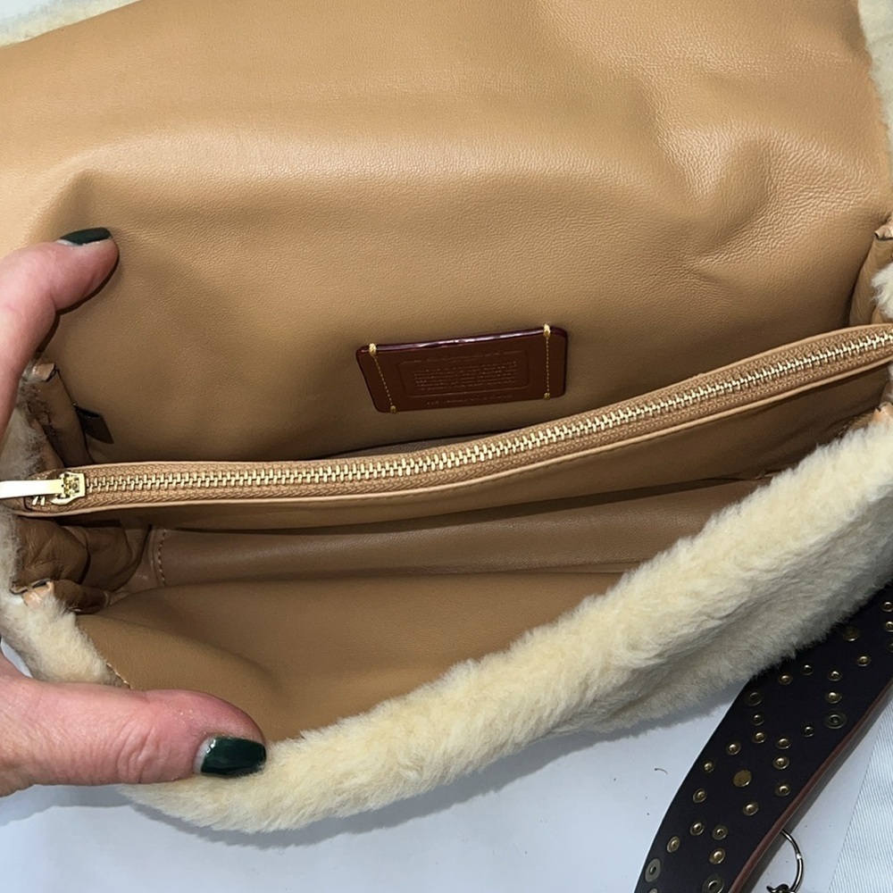 Coach Shearling Beige Fur Pillow Tabby Shoulder Crossbody Bag - Picture 10 of 16